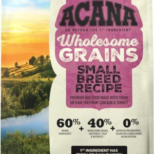 ACANA Wholesome Grains Dry Dog Food Small Breed Recipe Real Chicken Eggs and Turkey 4lb Bag