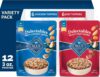 Blue Buffalo Delectables Variety Pack Natural Grain Free Wet Dog Food Topper (Tasty Chicken & Hearty Beef) Tender Cuts in Gravy with Natural Ingredients, Vitamins & Minerals, 3-oz. Each (12 Pouches)