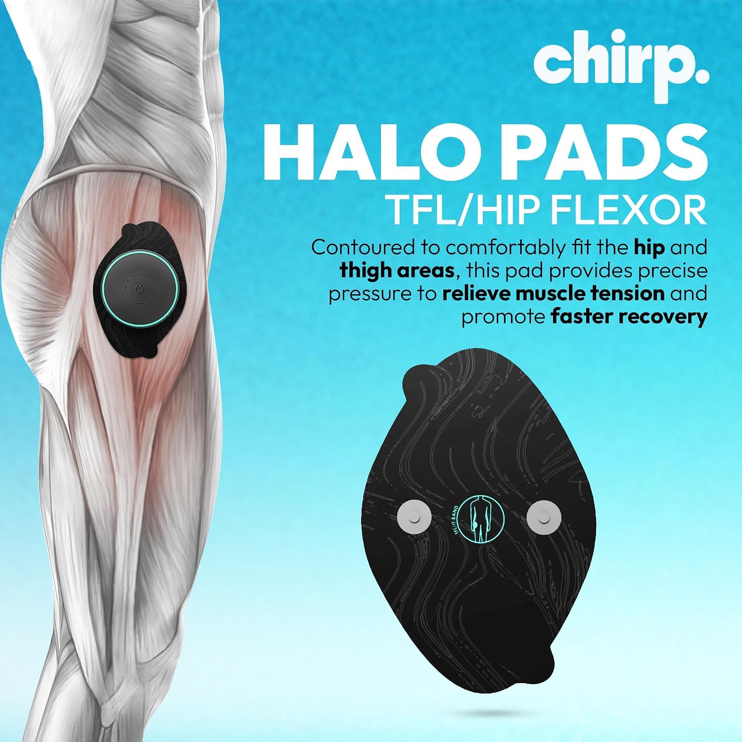 Chirp Halo TFL/Hip Flexor Pad 3-Pack, Targeted Muscle Relief for Hip Flexor, Quadriceps, and TFL – Deep Tissue Massage Tool for Tightness, Soreness & Muscle Recovery - Image 2