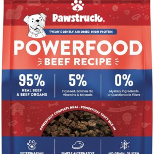 Pawstruck Air Dried Dog Food with Real Beef, Grain-Free, Made in USA, Non-GMO & Vet Recommended, High Protein Limited Ingredient Full-Feed for All Breeds & Ages, 2lb Bag