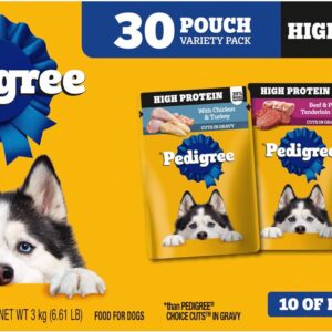 Pedigree High Protein Dog Food, Adult Wet Dog Food Pouches, Variety Pack, 3.5 oz. Pouches, 30 Count