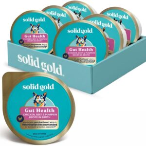 Solid Gold Wet Dog Food Topper & Meal Cups - W/Chicken, Beef & Pumpkin for Sensitive Stomachs, Gut Health & Digestive System Support - for Adult & Senior Small Breed & Large Breed Dogs - 3.5oz/6 Pack