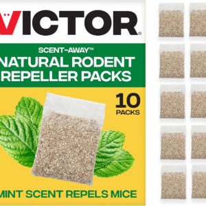 Victor Scent-Away Mouse Repellent Pouches with Peppermint Oil - Natural Rodent Repeller for Indoor and Outdoor Use, 10 Pack M805B-2SR