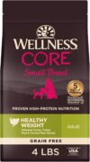 Wellness CORE Healthy Weight Small Breed Adult Dry Dog Food, Grain Free Kibble, Natural, High Protein, Turkey and Chicken Recipe, 4 lb Bag