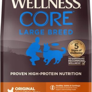Wellness CORE Large Breed Puppy Dry Dog Food, Grain Free Kibble, Natural, High Protein, Chicken and Turkey Recipe, 26 lb Bag