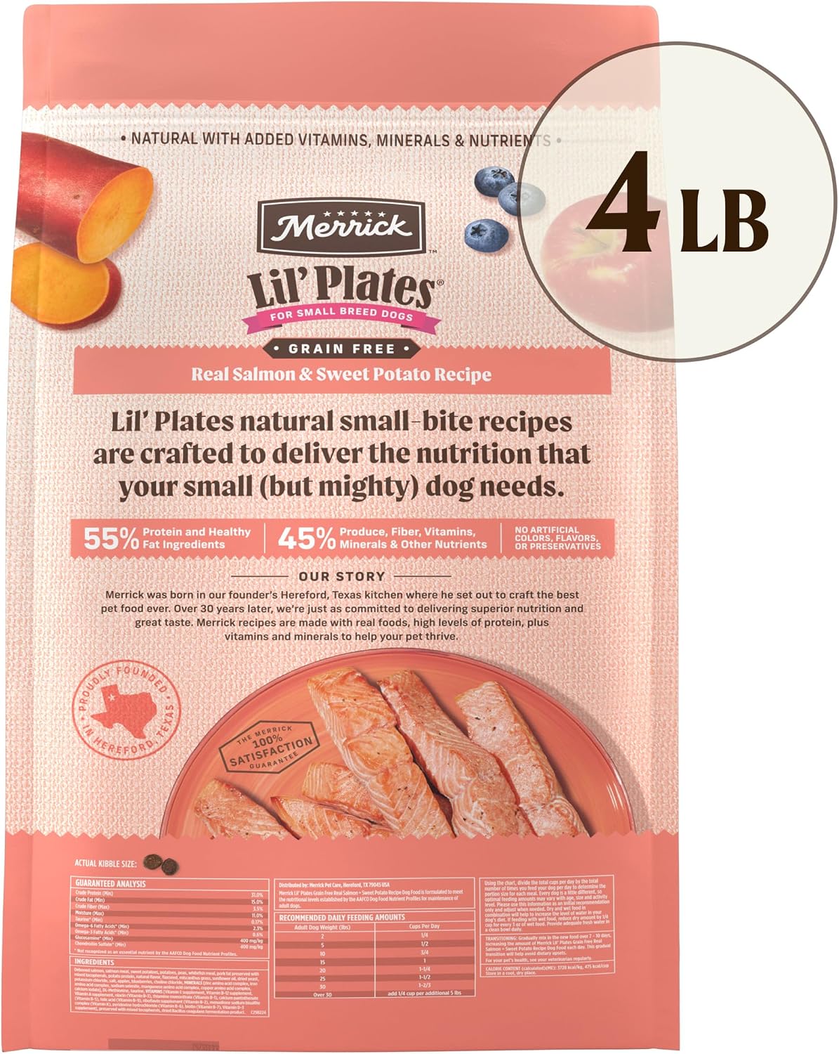 Merrick Lil’ Plates Premium Grain Free Dry Dog Food for Small Dogs, Real Salmon and Sweet Potato Kibble - 4.0 lb. Bag - Image 10