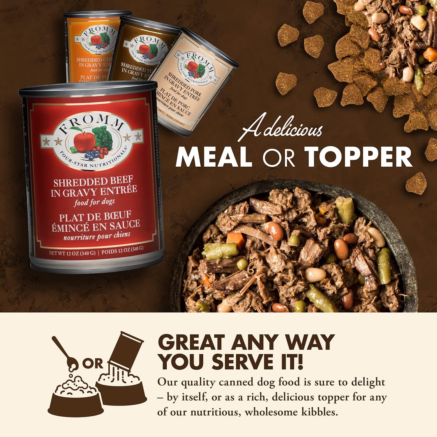 Fromm Four-Star Nutritionals Shredded Beef in Gravy Entrée Dog Food - Premium Wet Dog Food - Beef Recipe - Case of (12) 12 oz Cans - Image 6