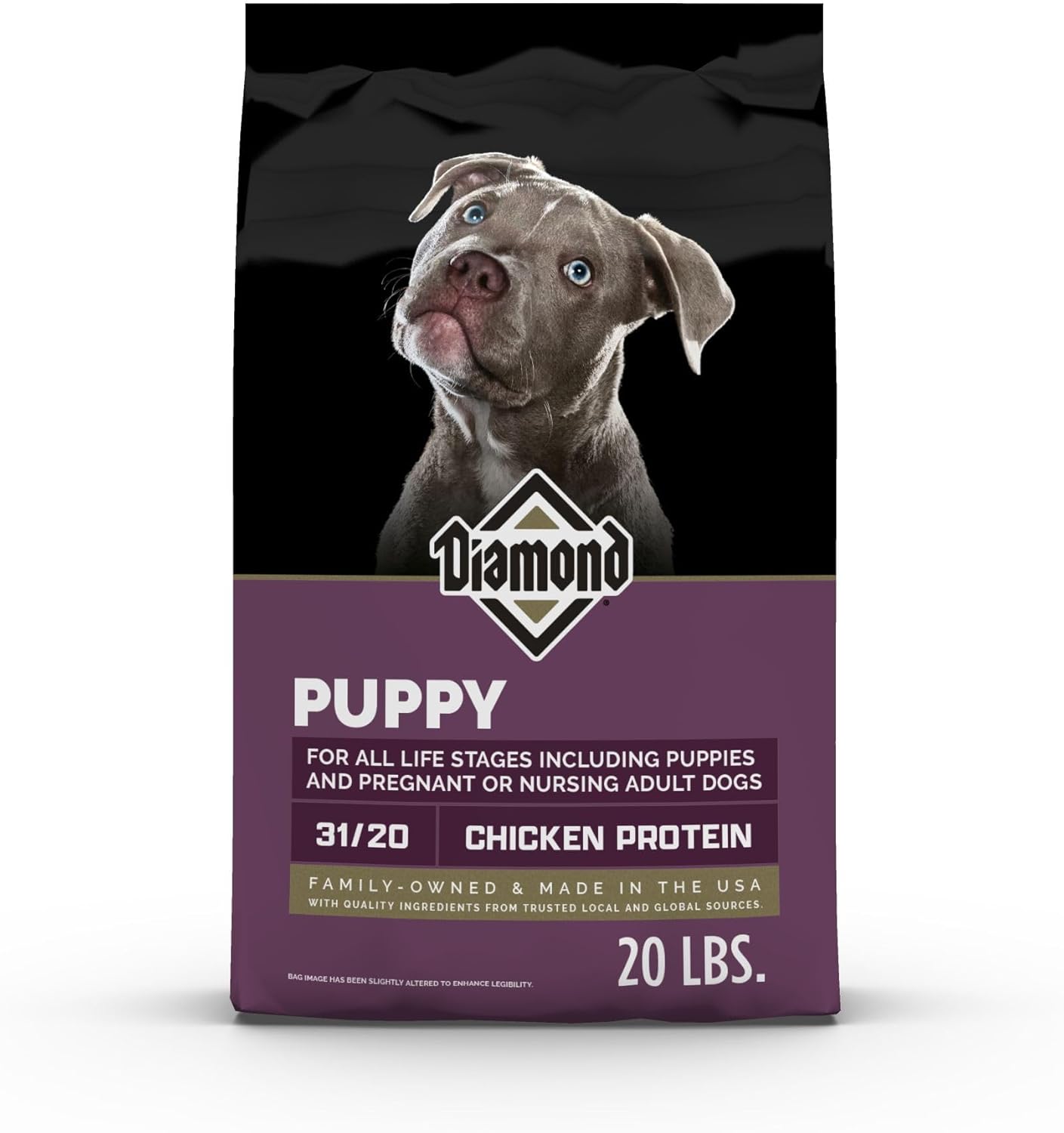 Diamond Puppy 31/20 High Protein Formula for All Life Stages Including Puppies and Pregnant and Nursing Adult Dogs Dry Food 20lb