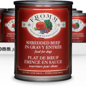 Fromm Four-Star Nutritionals Shredded Beef in Gravy Entrée Dog Food - Premium Wet Dog Food - Beef Recipe - Case of (12) 12 oz Cans