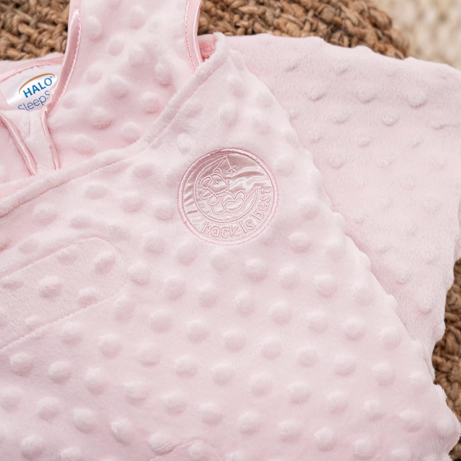 HALO Sleepsack Swaddle Plush Dot Velboa, 3-Way Adjustable Swaddle Blanket, TOG 3.0 for Cool Climates, Pink, Newborn, 0-3 Months - Image 2