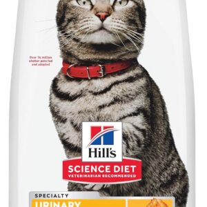 Hill's Science Diet Adult Urinary & Hairball Control Dry Cat Food | #1 Veterinarian Recommended, Chicken Recipe, 7 lb. Bag