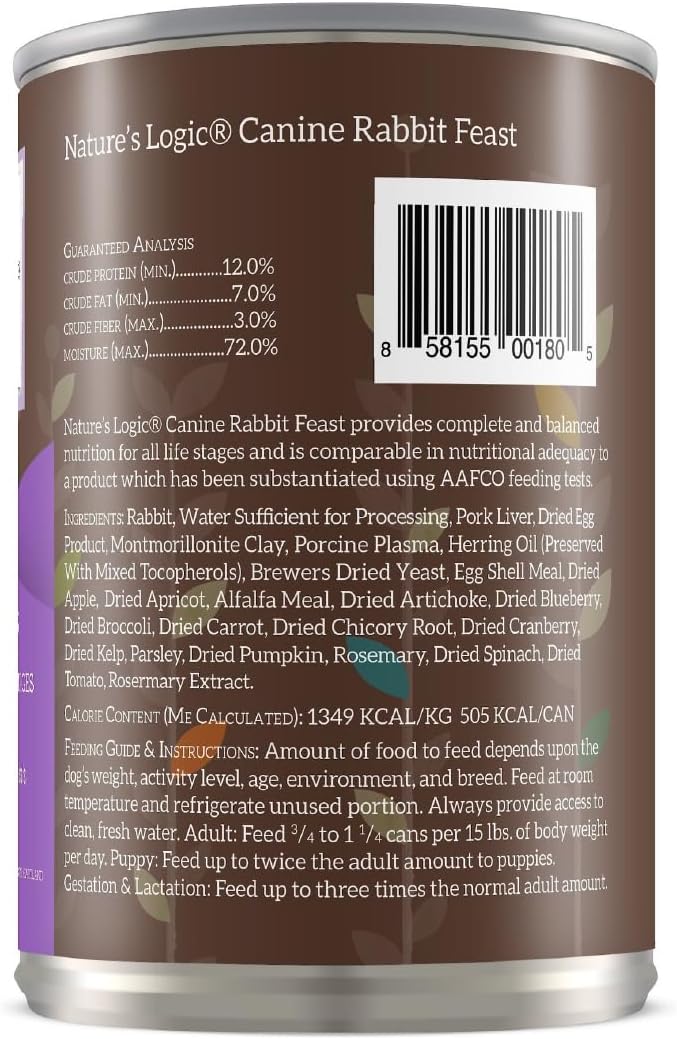 Natures Logic NL00180 Grain-Free Rabbit Feast Wet Dog Food, One Size - Image 2