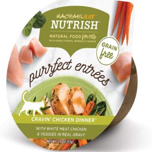 Nutrish Purrfect Entrees Wet Cat Food, 2 oz. Cup (Pack of 12) (Rachael Ray) | Cravin' Chicken Dinner Grain Free Recipe, No Poultry By-Product Meal or Filler Ingredients, No Artificial Flavors