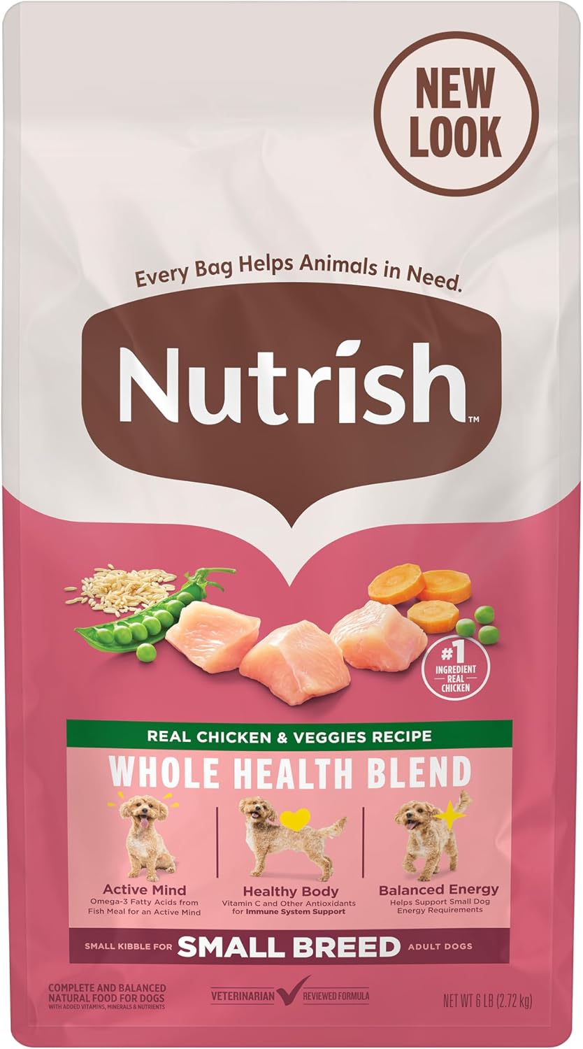 Nutrish Small Breed Real Chicken & Veggies Recipe Whole Health Blend Dry Dog Food, 6 lb. Bag, Packaging May Vary (Rachael Ray)