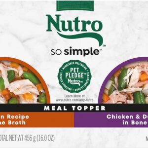 Nutro So Simple Wet Dog Food Meal Complement, Dog Food Toppers Chicken and Chicken & Duck Recipes in Bone Broth, Variety Pack, 2 oz. Trays (8 Count, Pack of 1)