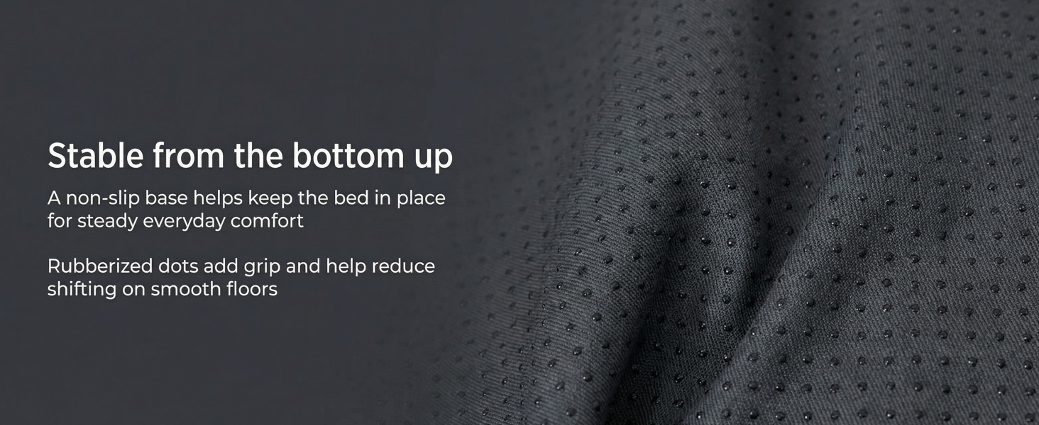 dog bed with anti slip bottom providing stable support on smooth floors