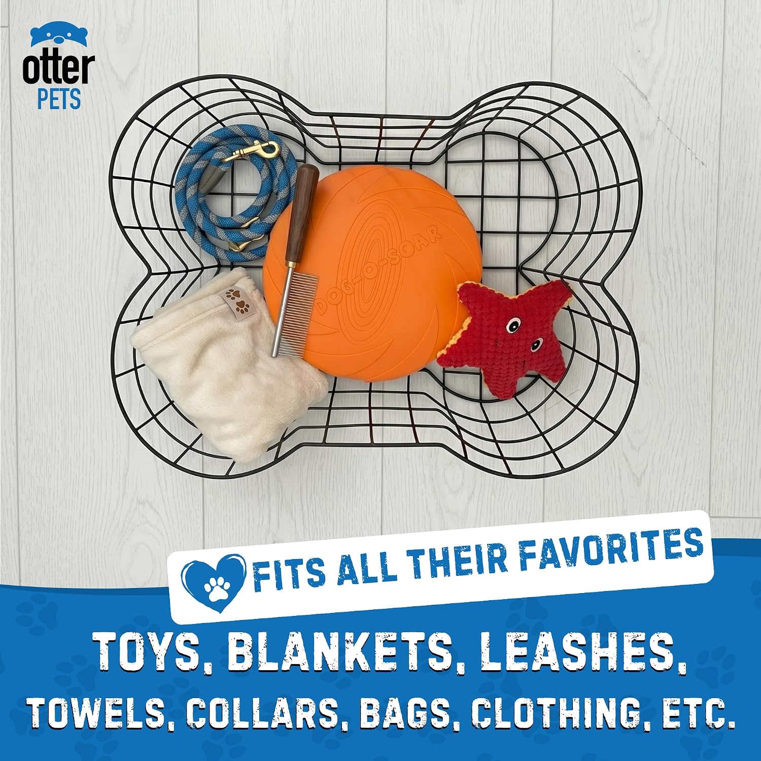 OtterPets Metal Dog Toy Basket Bone Shaped Indestructible Dog Toy Bin 17x13 - Image 5