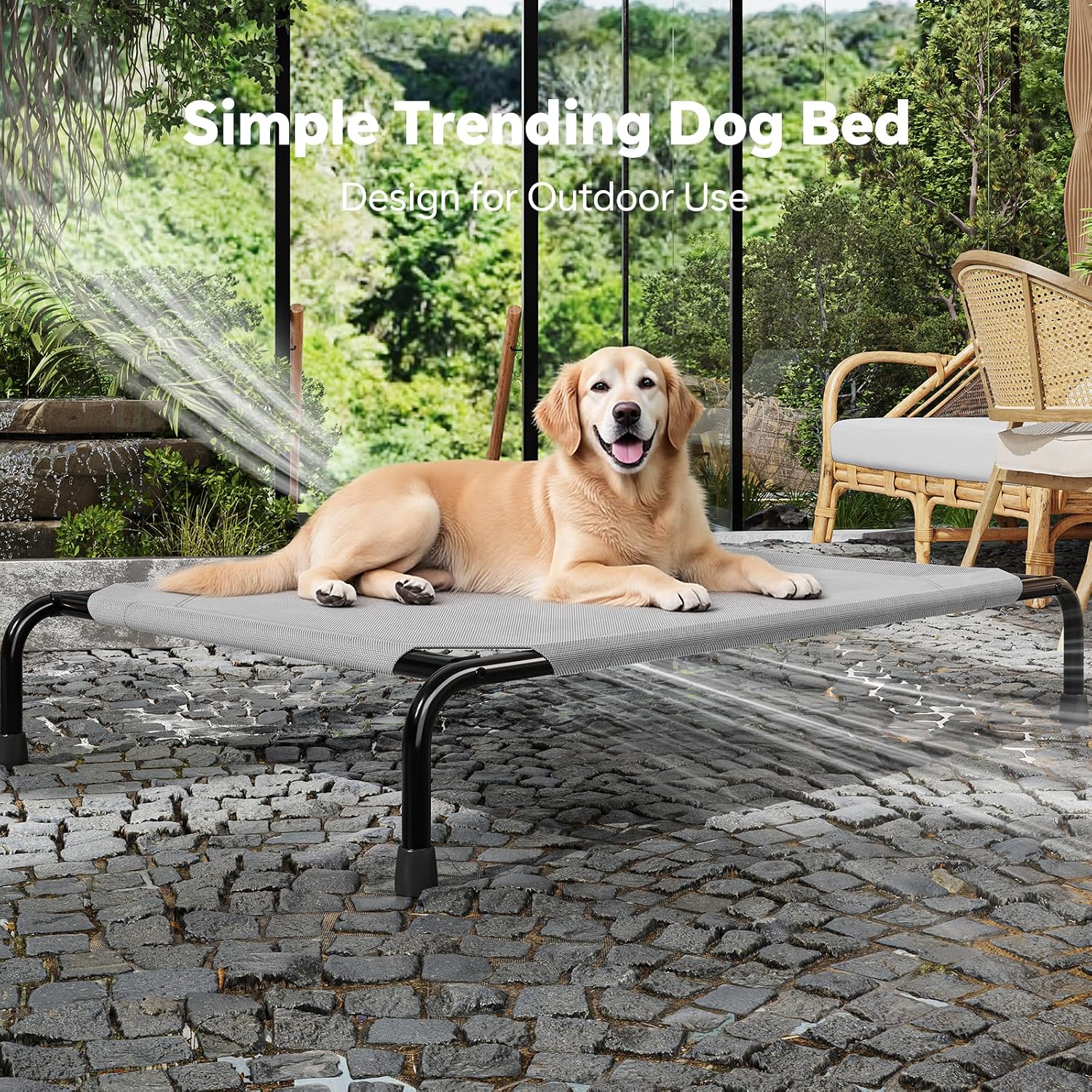 Simple Trending Raised Dog Bed for Large Dogs, Waterproof XL Dog Cot, Grey - Image 9