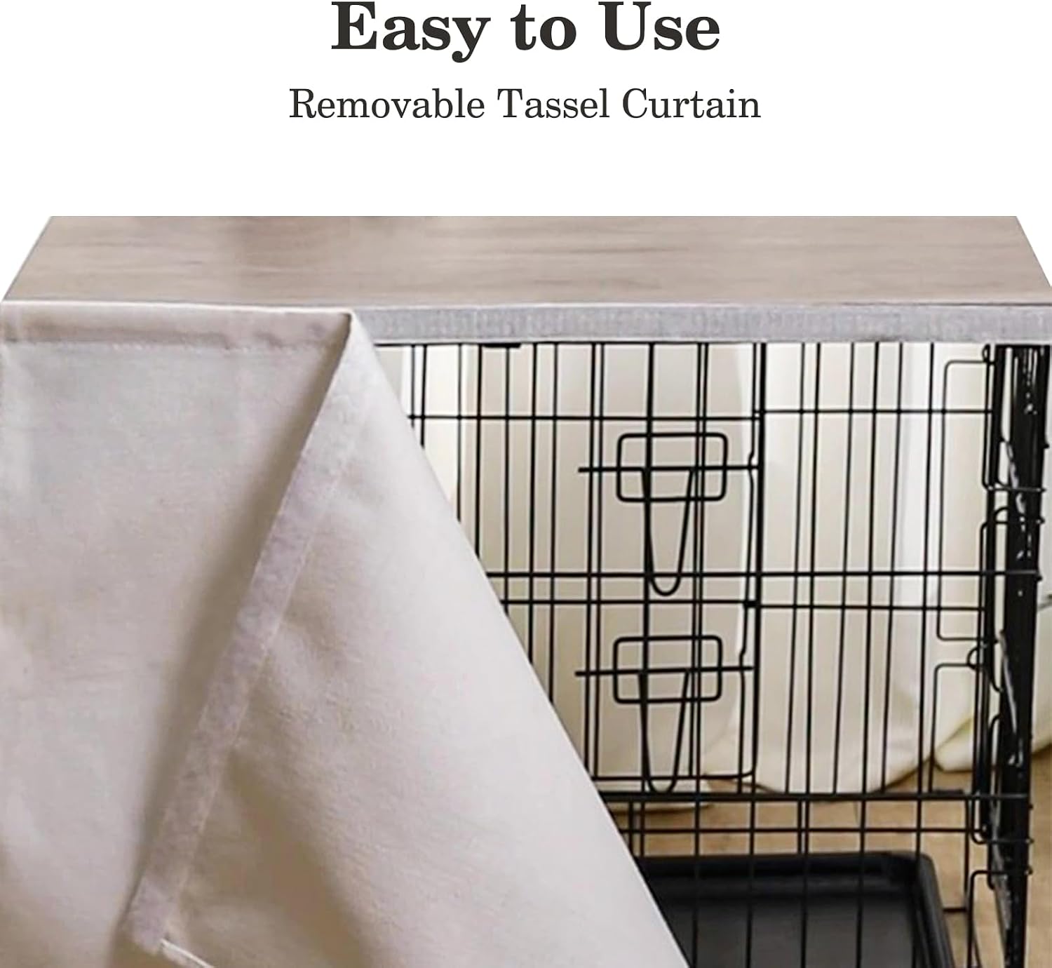 VIE DE AMAN Dog Crate Topper Wood with Tassel Curtain for 36 inch Crate - Image 6
