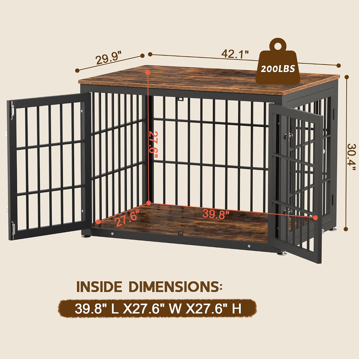 rehomerance 42" Heavy Duty Dog Crate Furniture for Large and Medium Dogs - Image 6
