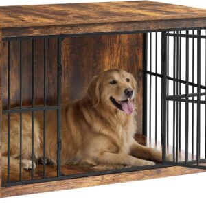 Feandrea 48″ Dog Crate Furniture, Heavy-Duty Dog Kennel Side End Table