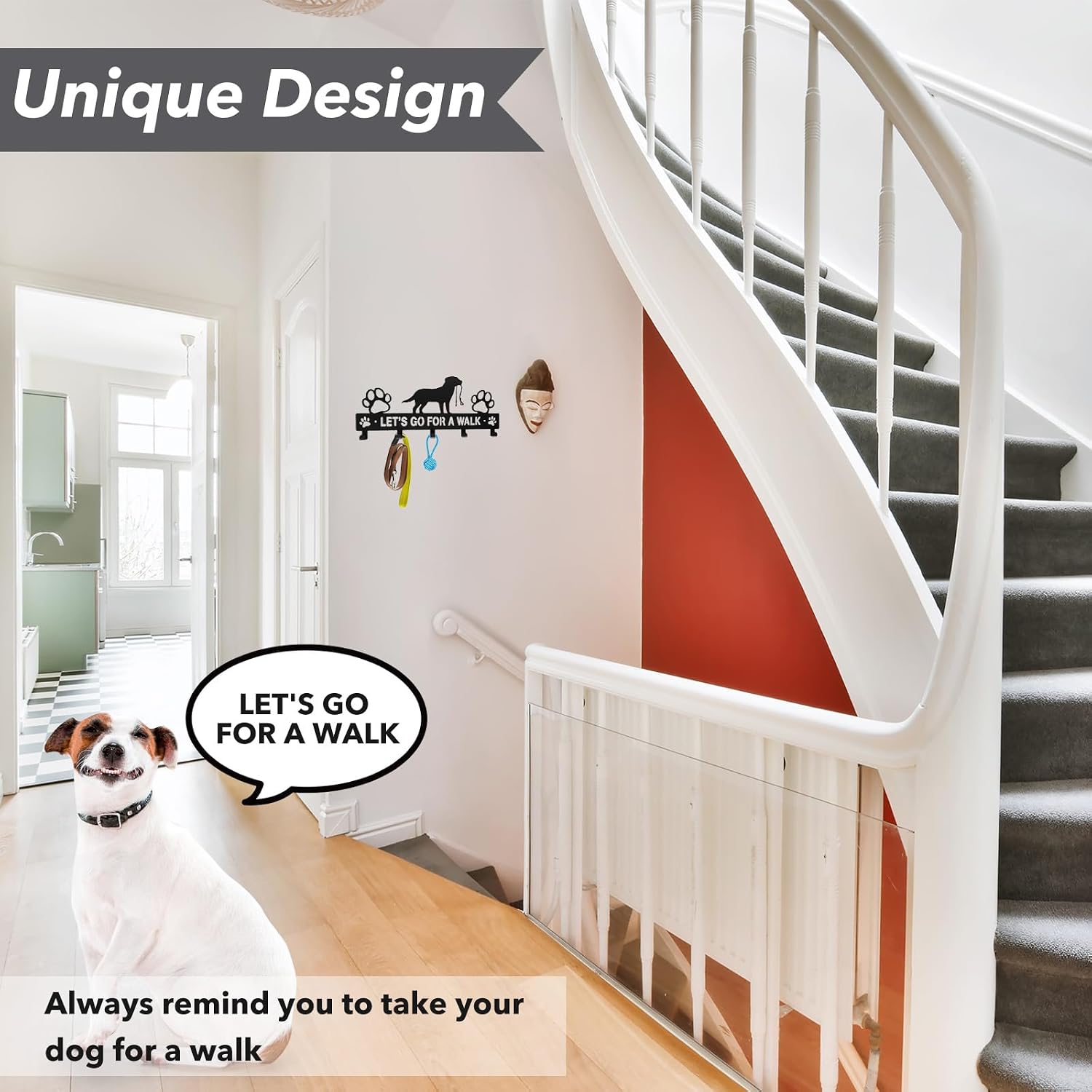 Iron Dog Leash Holder for Wall with 5-Hooks, Doorway Dog Hooks, Dog Accessory Holder - Image 5