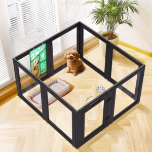 FXW AuraSpace Clear Acrylic Indoor Dog Playpen, 24″ H, 8 Panels, Black