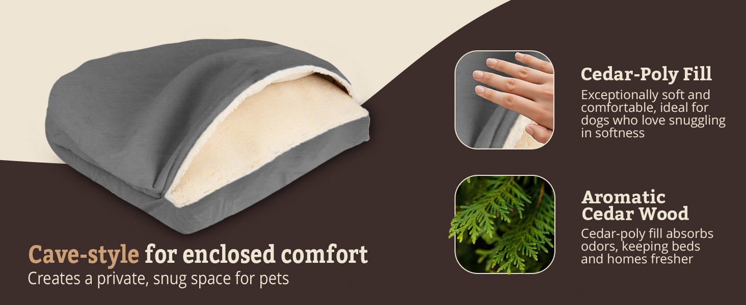 Snoozer Cozy Cave Rectangle, Heather Gray