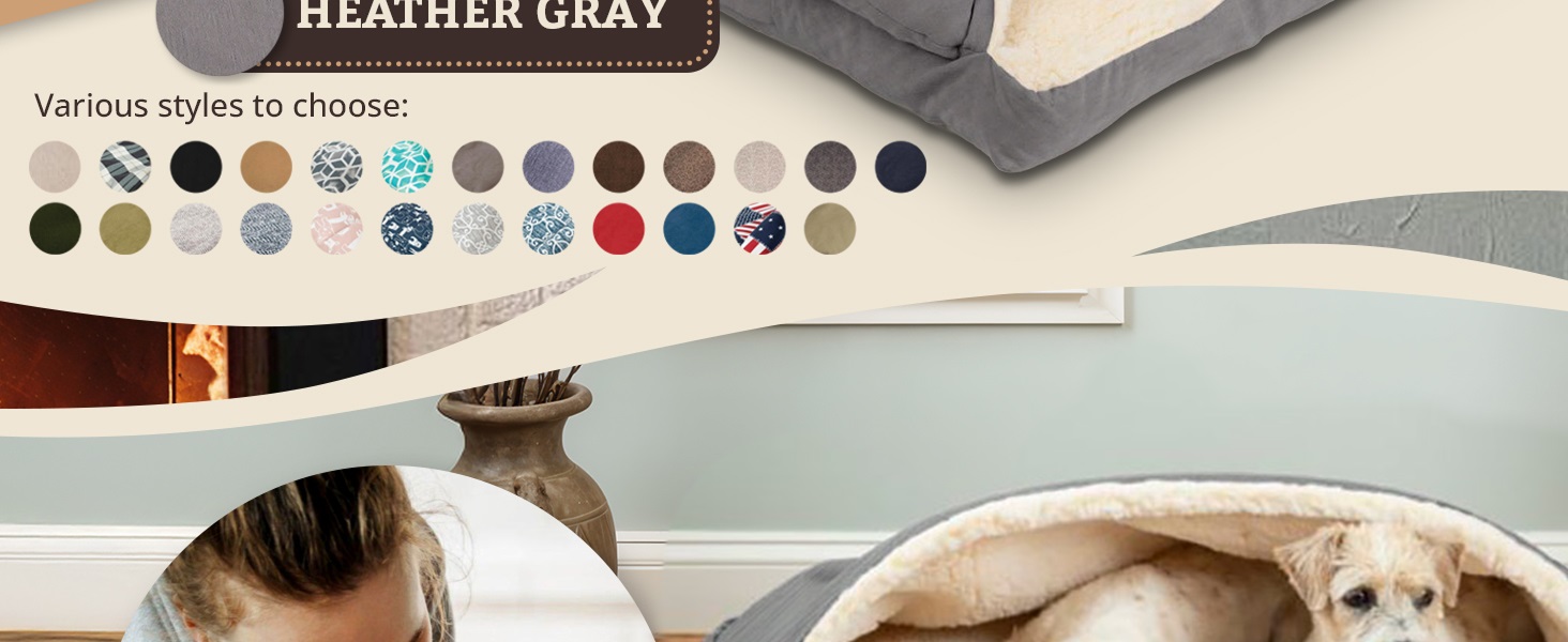 Snoozer Cozy Cave Rectangle, Heather Gray