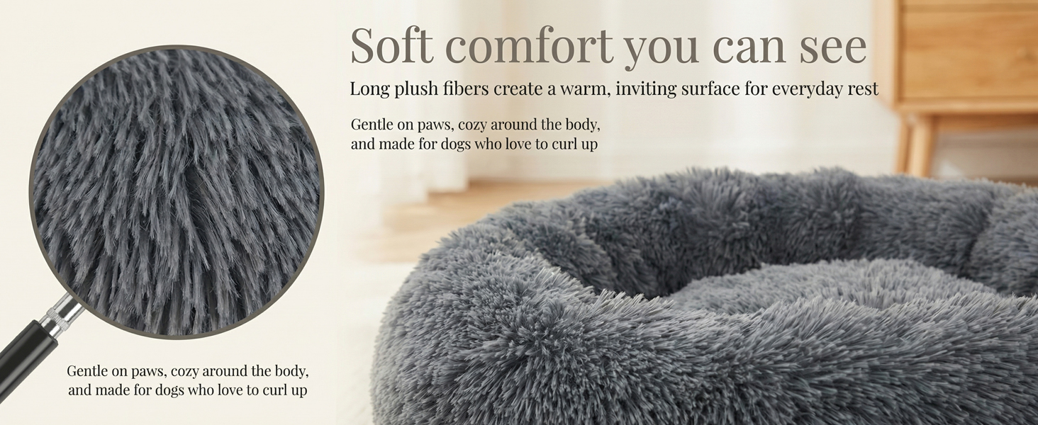 soft fluffy faux fur dog bed fabric close up texture