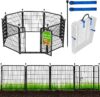 ADAVIN Tall Garden Fence with Gate, 48 in(H) 8 Panels Heavy Duty Iron Metal Animal Barrier Fence, Indoor Dog Playpen, Temporary Fencing, Dog Fence Outdoor for Yard, Total17.7 Ft(L), Black
