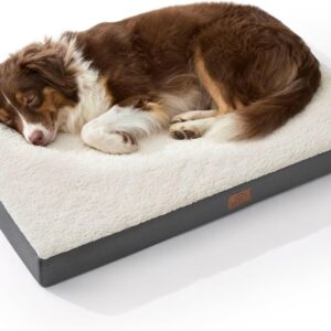 Bedsure Washable Dog Beds Large Sized Dog with Comfy Sherpa, 36x27in Grey