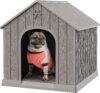 Bifanuo Dog House Outdoor Indoor, Plastic Small Dog House-Weatherproof Design with Air Vents & Elevated Floor for Small to Medium Dogs, Easy Clean and Assemble (Grey, 26.18″ L x 24.03″ W x 25.98″ H)