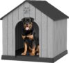 Bifanuo Large Dog House for Outdoor & Indoor, Waterproof Puppy Shelter with Air Vents & Elevated Floor, Easy Assemble Sturdy Dog Kennel for Large Dogs (Black, 36.2”L×38”W×38”H)