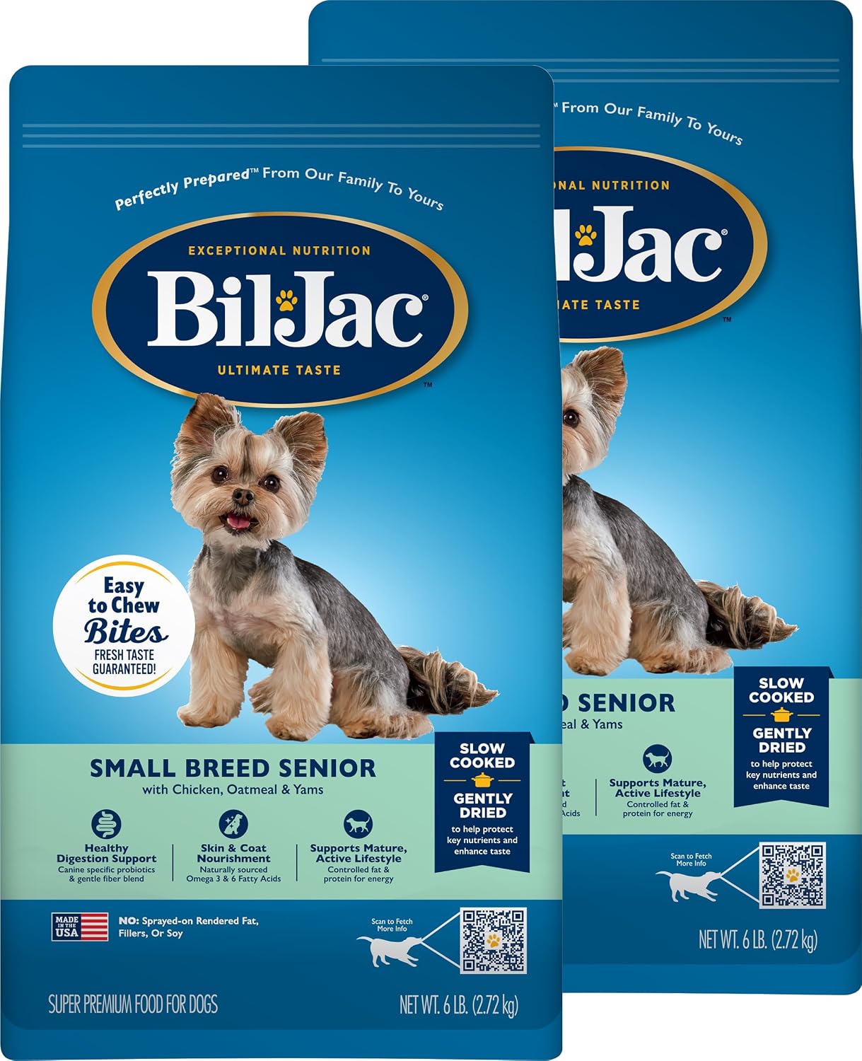 Bil-Jac Small Breed Senior Dry Dog Food, Made with Real Chicken, 6lb (2-Pack)