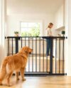 Cumbor 30-46″ Baby Gate for Stairs, Auto Close Dog Gate for the House Black