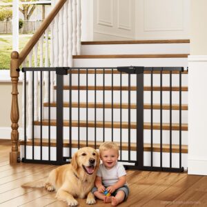 Cumbor 30-54″ Extra Wide Baby Gate for Stairs & Auto Close Dog Gate Black