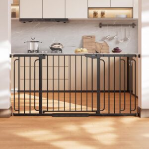 Cumbor 36.6-64 in Extra Wide Baby Gate for Stairs, Dog Gate Indoor, Black
