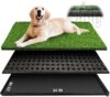 Dog Grass Pad with Tray, 34”X23” Large Artificial Turf Grass Potty, Reusable Puppy Pee Pads for Dogs, Portable Dog Litter Box for Indoor/Outdoor Potty Training Toilet