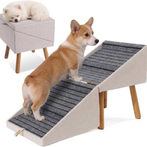 Dog Stairs for Small Dogs, 2-in-1 Foldable Pet Ramp and Ottoman, 17.13″ H