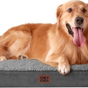 EHEYCIGA Orthopedic Dog Bed Large with Removable Washable Cover, 41IN Grey