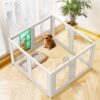 FXW AuraSpace Clear Acrylic Indoor Dog Playpen, 24″ H, 8 Panels, White