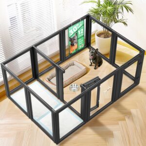 FXW AuraSpace Clear Acrylic Indoor Dog Playpen, 30″ H, 12 Panels, Black