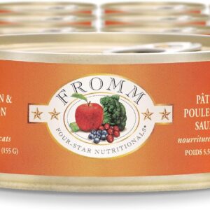 Fromm Four-Star Nutritionals Chicken & Salmon Pate Cat Food - Premium Wet Cat Food - Chicken Recipe - Case of (12) 5.5 oz Cans