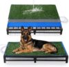 HOMBYS Grass Potty for Dogs with Drain, Artificial Grass Pet Litter Box Tray for Medium & Larhe Dog, Puppy Porch Toilet for Patio, Indoor & Outdoor Use(47″ L x 23″ W x 6″ H)