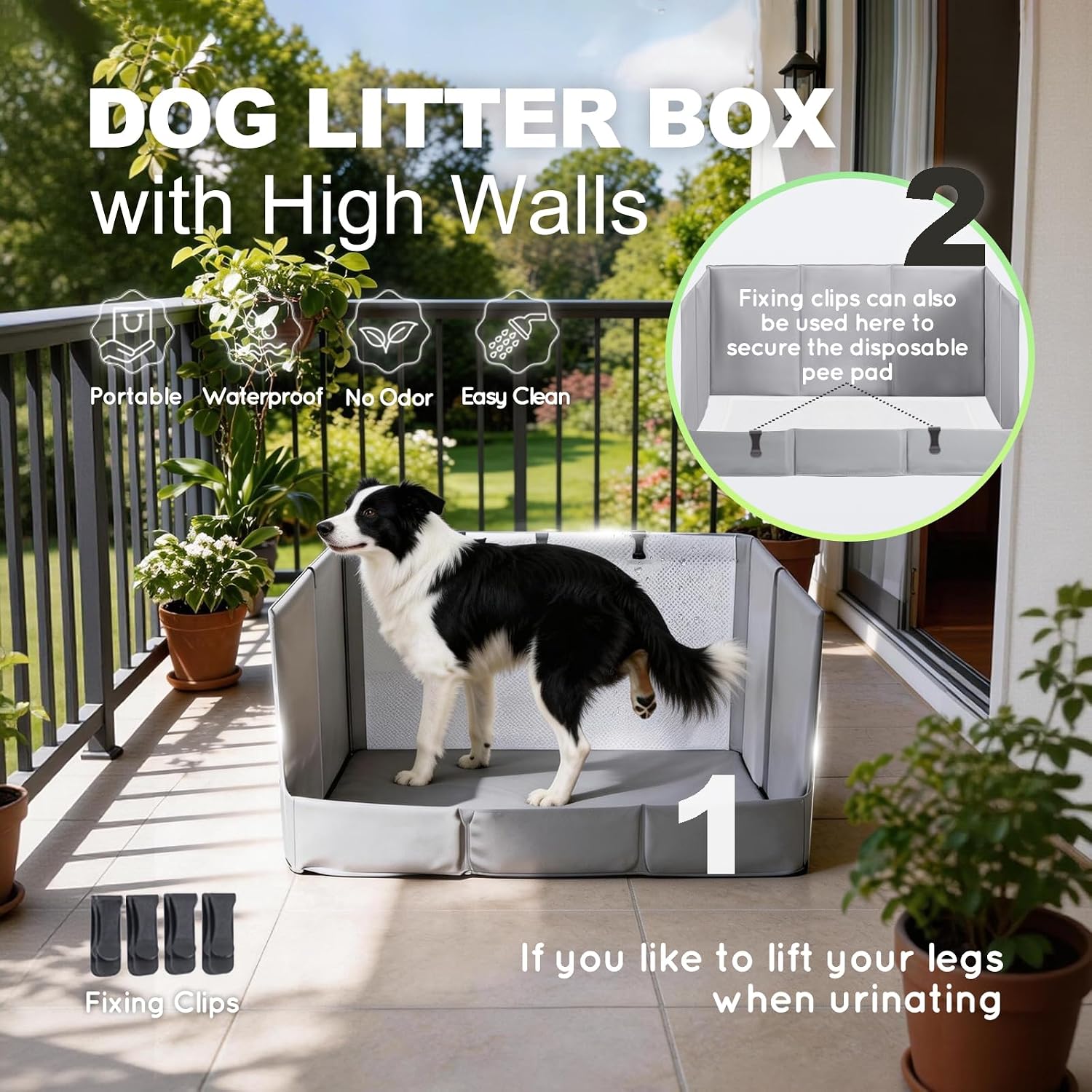 HQ4US 4LEGS Dog Litter Box Indoor High Walls, Puppy Pee Pad Holder Foldable - Image 2