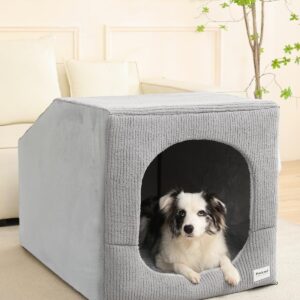 Hovicaed Indoor Dog House Large Sized Dog Tent with Covered Dog Bed 36x26in