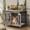 Medium Dog Crate Furniture, 32” Heavy Duty Kennel w/Cushion & Wheels