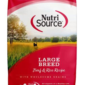 NutriSource Large Breed Dry Dog Food, Beef & Rice, 26 lb | Probiotic & Prebiotic Digestive Support, Healthy Skin & Coat, No Corn Wheat or Soy