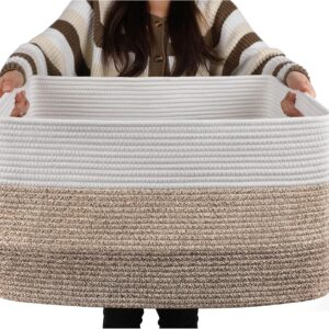 OIAHOMY Blanket Basket Laundry Basket Dog Toy Basket 75L Gradient Brown